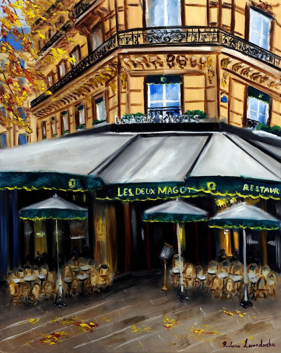 Autumn at Les Deux Magots, Paris by Ruslana Levandovska