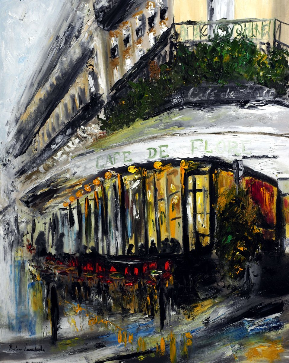 Cafe de Flore, Evening Paris by Ruslana Levandovska