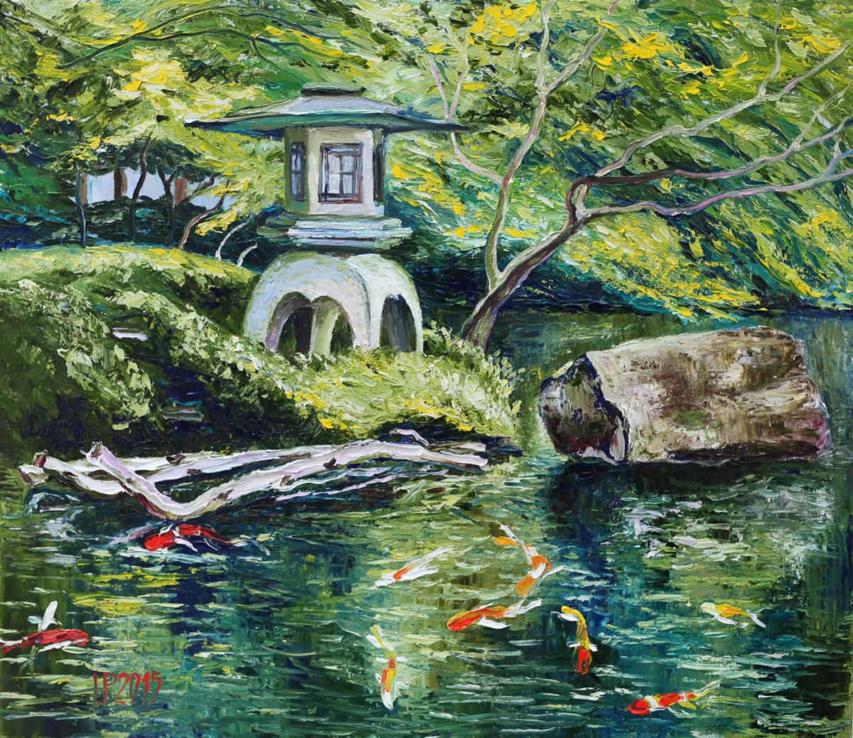 Japanese garden. Koi by Liudmila Pisliakova